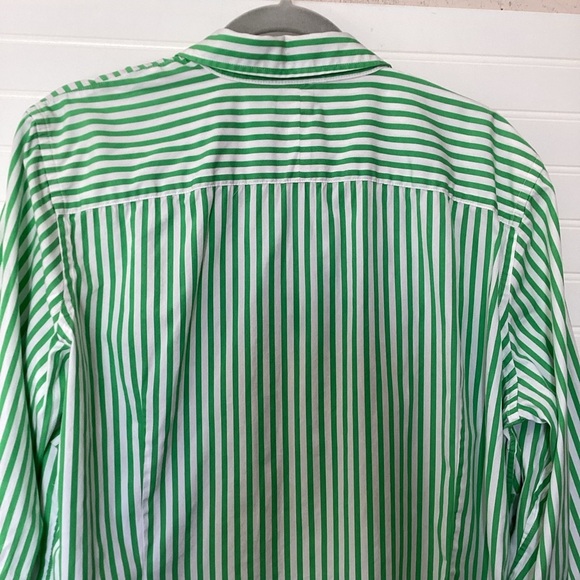 Lauren Ralph Lauren Green & White Striped 3/4 Sleeve Button Down Shirt size 2X - Picture 5 of 8